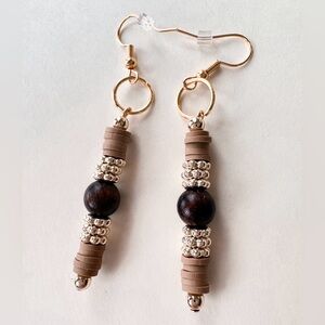 Elegant Gold and Brown Beaded Earrings